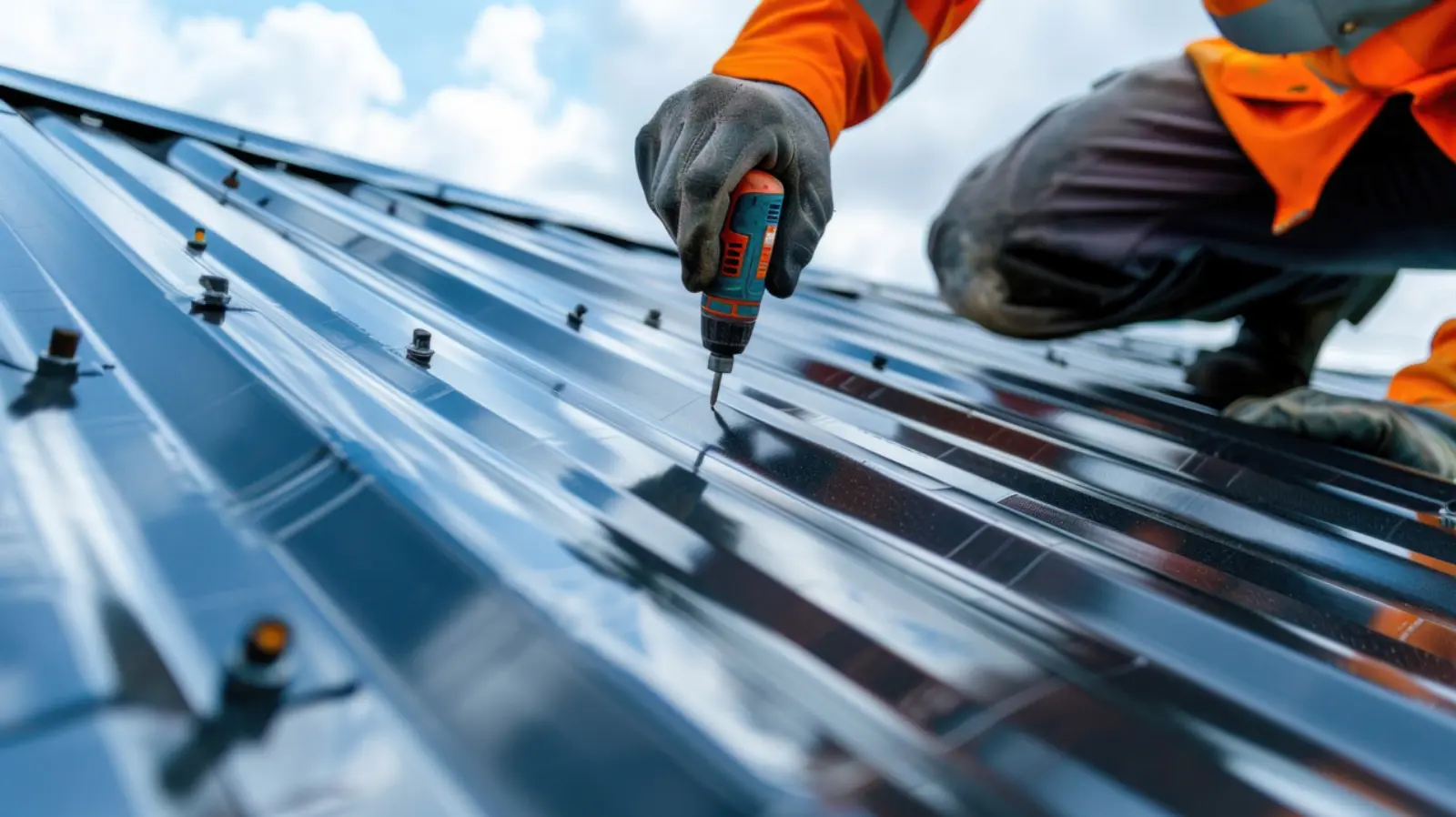 Commercial roof installation in Tampa FL with workers installing new roofing system