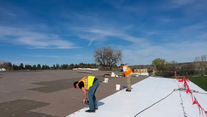Commercial flat roof before coating installation in Tampa FL