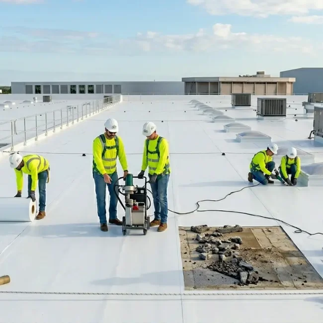 Commercial roofing renewal services in Tampa FL for business properties including roof repair, replacement, and restoration