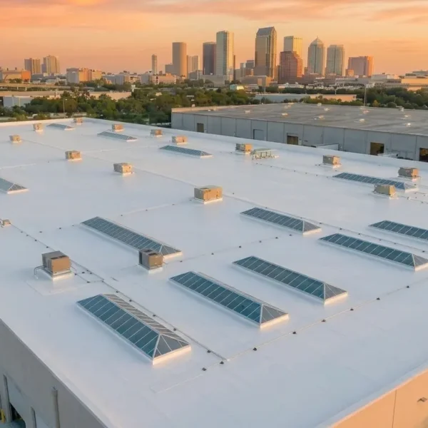 Commercial roofing project in Tampa showing professional roof repair, replacement, and installation for a commercial building