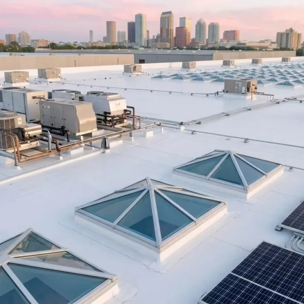 Commercial roofing project in Tampa showing professional roof repair, replacement, and installation for a commercial building