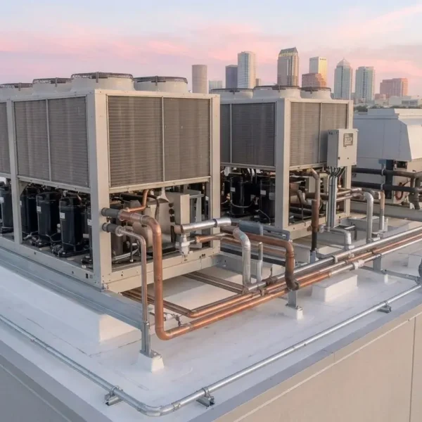 Commercial roofing project in Tampa showing professional roof repair, replacement, and installation for a commercial building